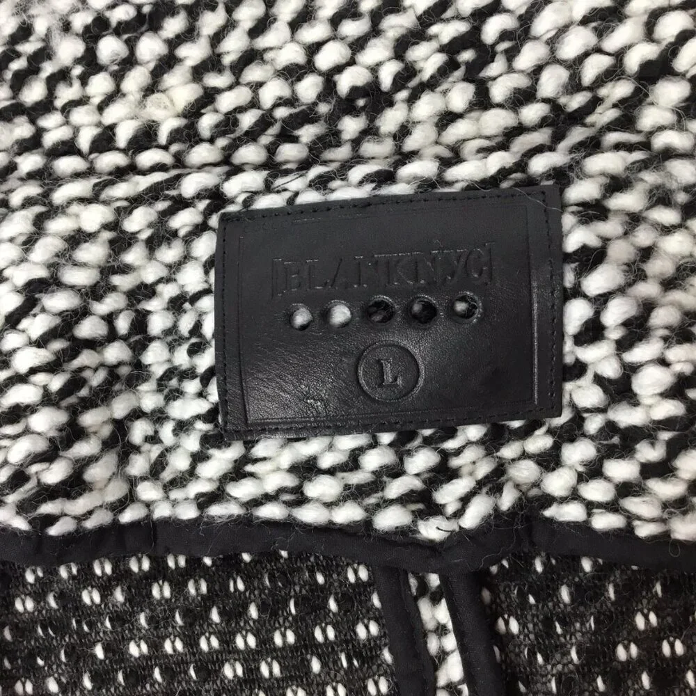 Blank NYC Asymmetrical Zip Marled Boucle Nubby Wool Blend Jacket Size Large